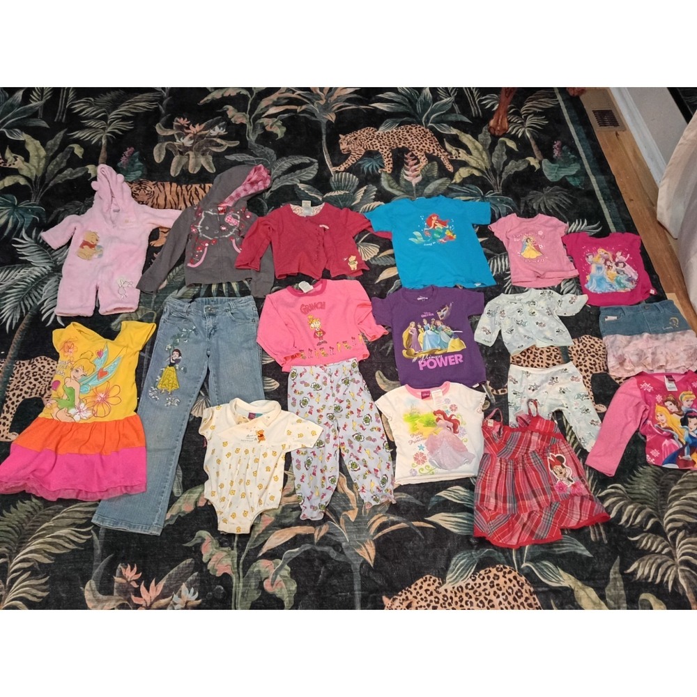 Vintage Y2K 90s Disney Girls Clothes Bundle Pooh Bear, Disney Princess, Minnie